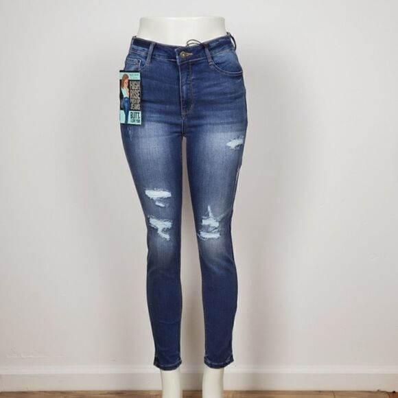 Women's Wax Jean Distressed High Rise Push Up - Picture 1 of 5